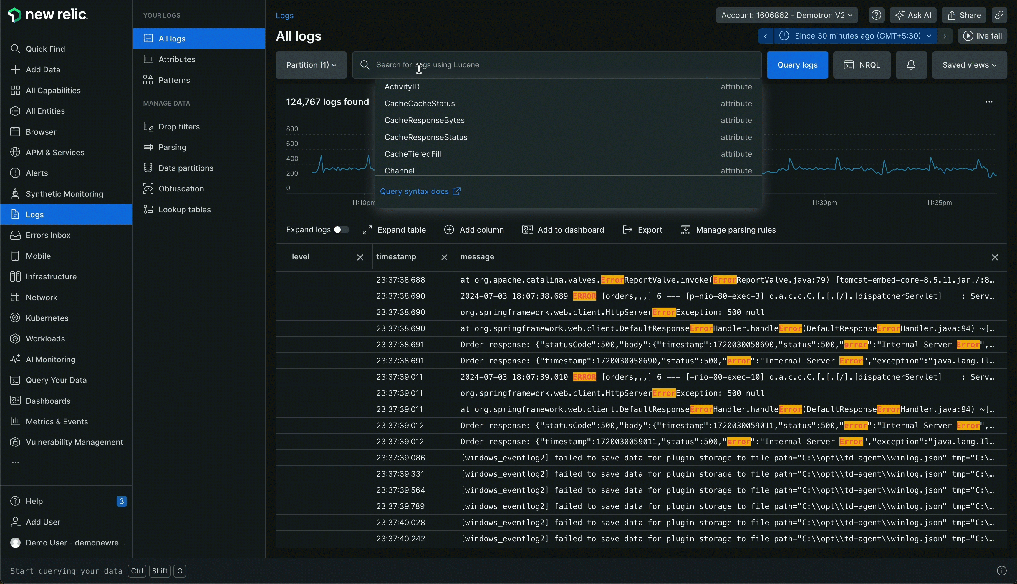 ask ai demo A gif showing how to use New Relic AI in the UI