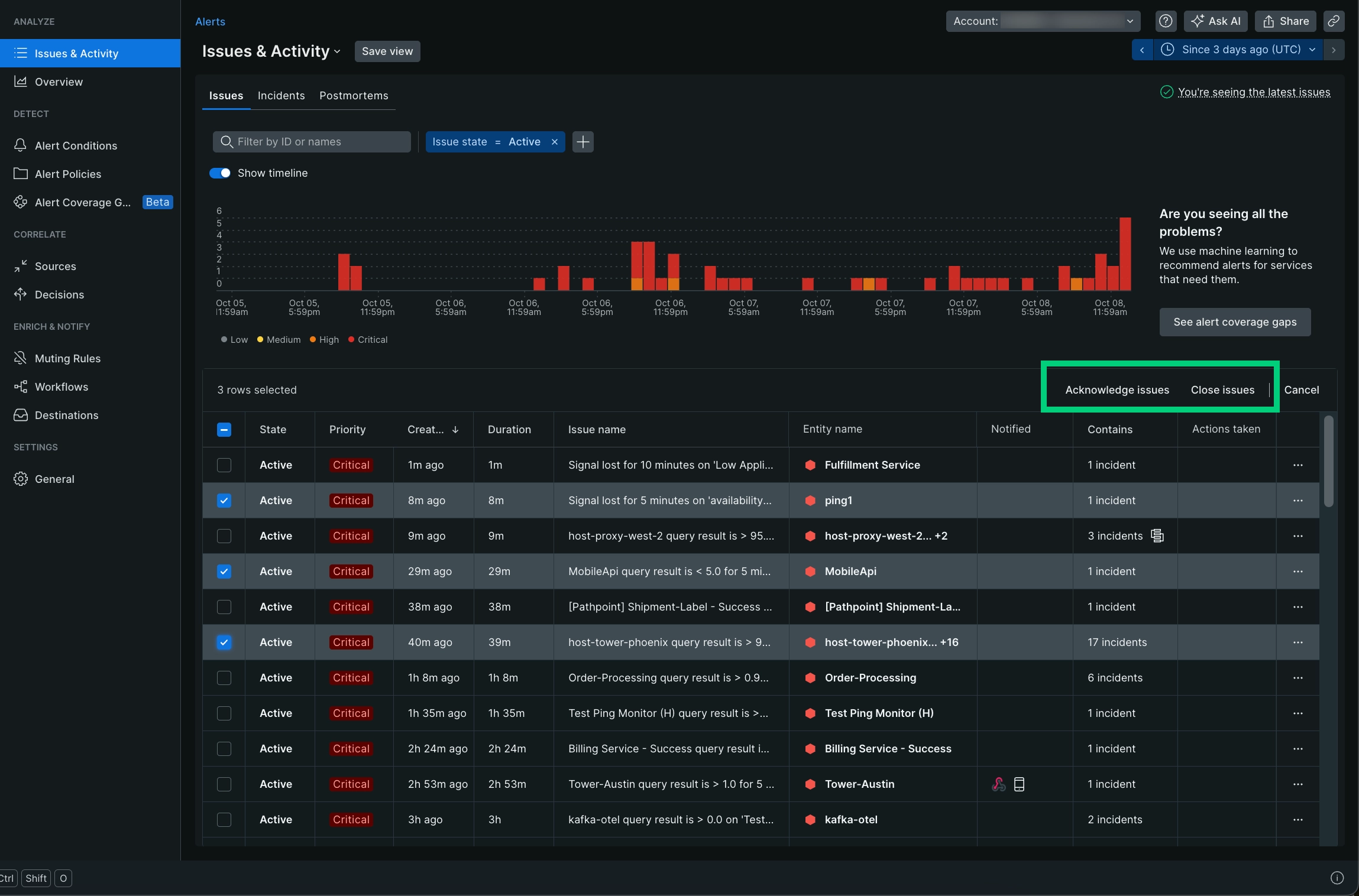 Bulk actions - Acknowledge and close issues Bulk actions - Acknowledge and close issues