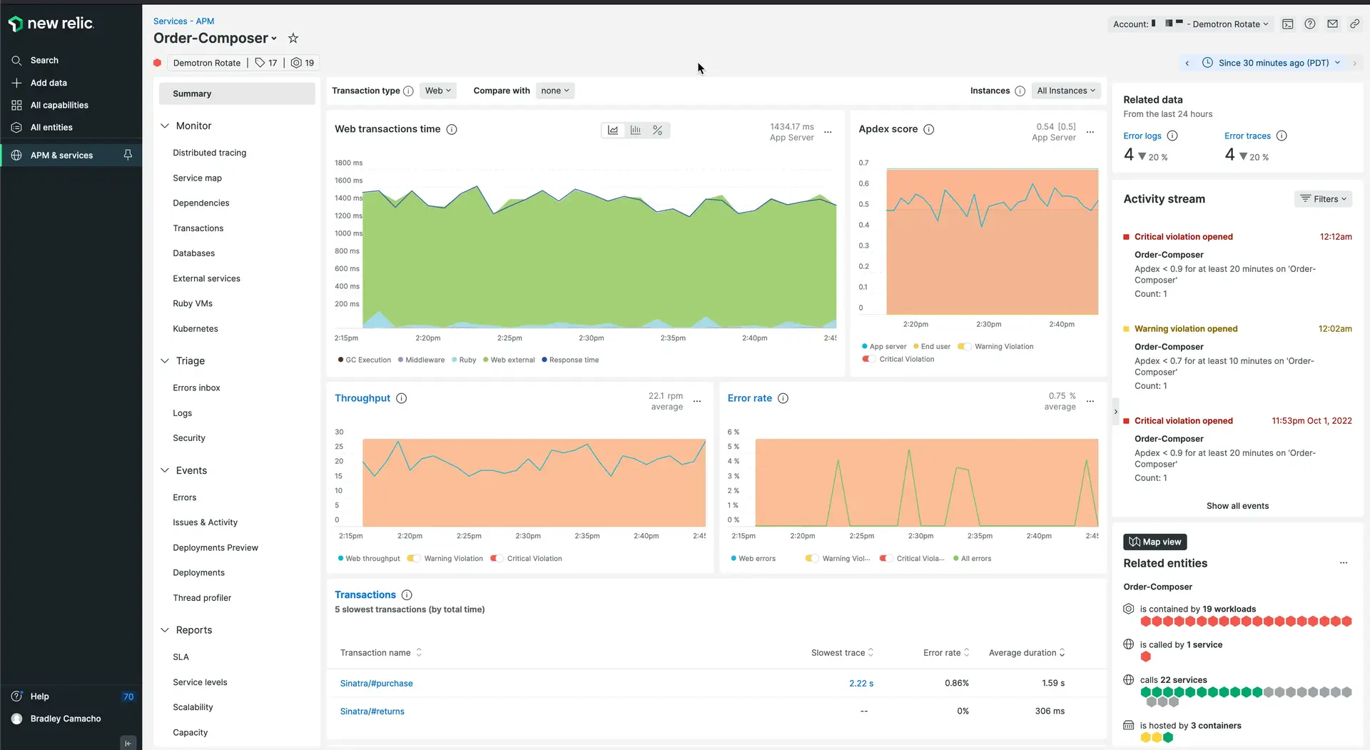 APM overview An image showing an example APM page.