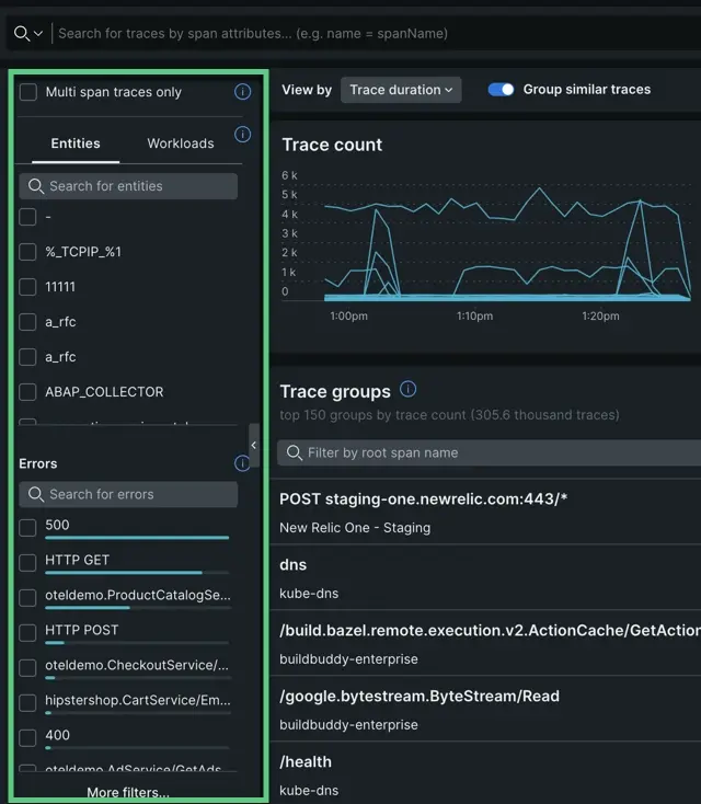 Screenshot showing left-pane filters Screenshot showing left-pane filters