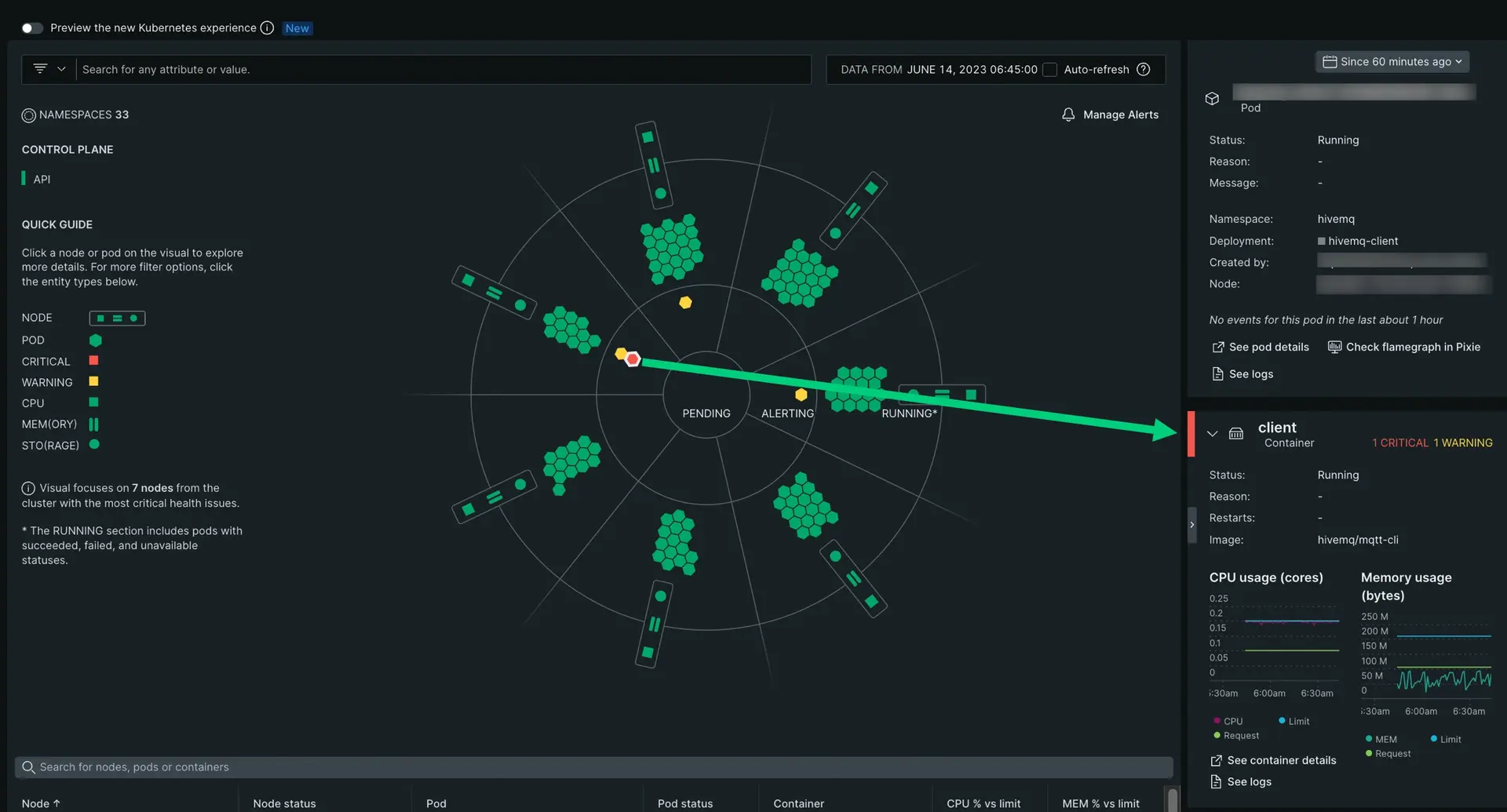 New Relic - Cluster explorer - Pod alert New Relic - Cluster explorer - Pod alert
