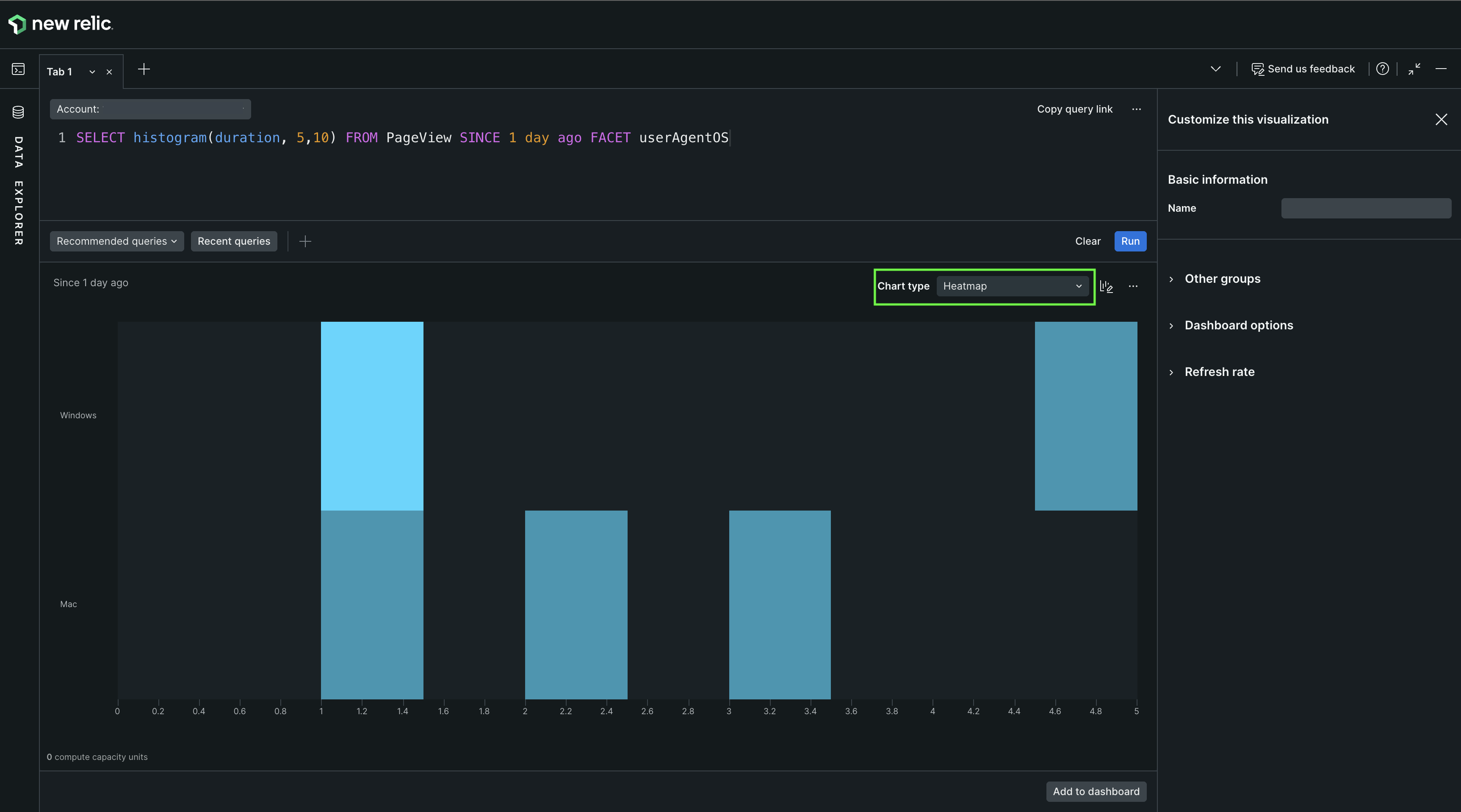 An example heatmap chart showing a pageview breakdown by operating system. A screenshot of an example heatmap chart showing a pageview breakdown by operating system.